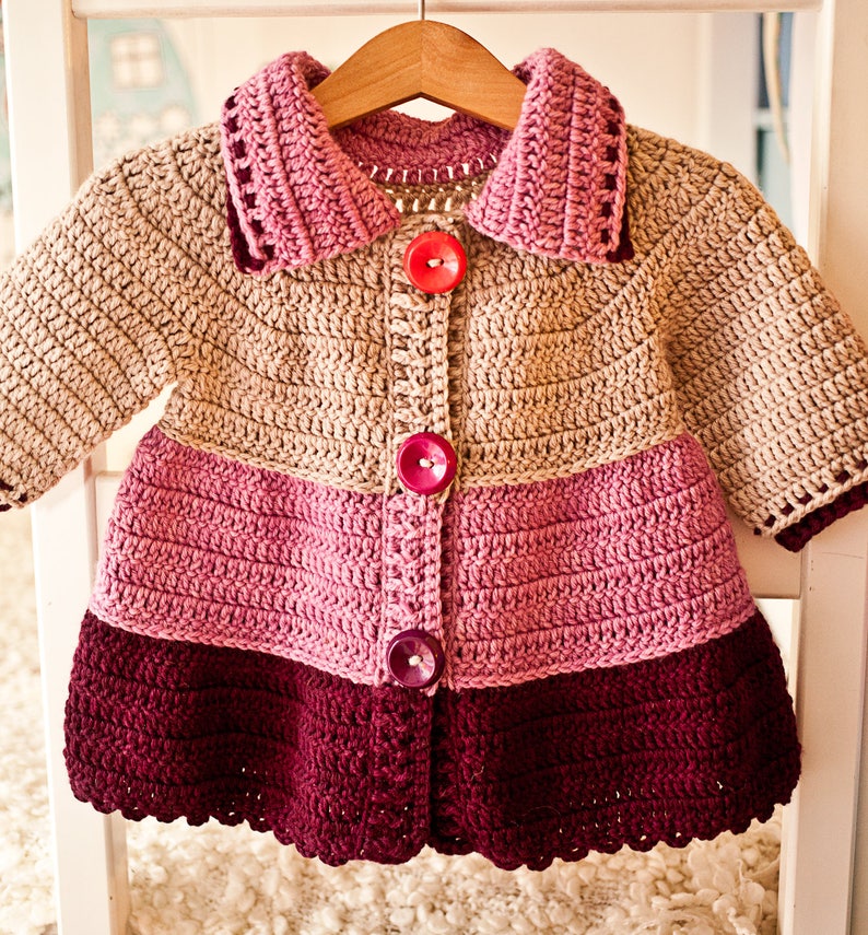 Crochet PATTERN Tiered Jacket sizes 6-12m up to 10years English only image 1