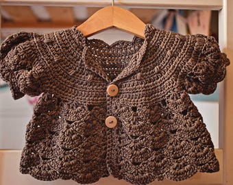 Crochet PATTERN - Puff Sleeve Shrug - Cardigan (sizes baby up to 8 years) (English only)