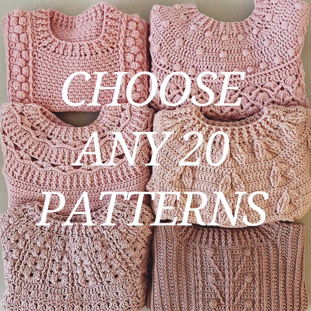 Pattern Package - choose any 20 crochet patterns (English only)