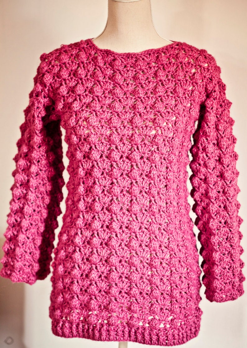 Crochet cardigan PATTERN Ladies Popcorn Sweater English only image 5