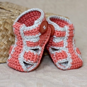 Crochet PATTERN for baby booties Double Sole Baby Sandals English only image 1