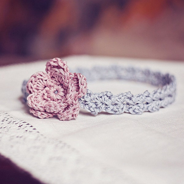 Crochet PATTERN  - Old Rose Headband (sizes - baby to adult) (English only)