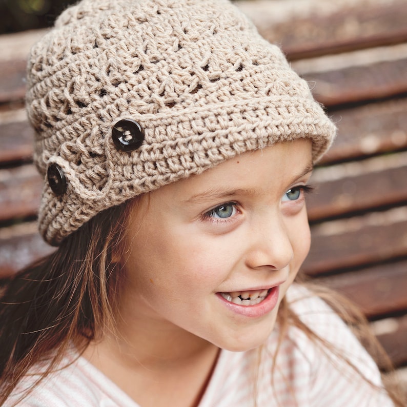 Crochet PATTERN Buttoned Brim Hat baby to adult English only image 4