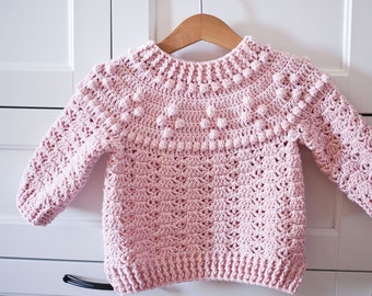 Crochet PATTERN  - Heatherly Sweater (child sizes 0-6m up to 9-10years) (English only)