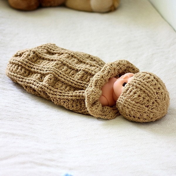 Crochet PATTERN  - Baby Cocoon and Hat Set (English only)