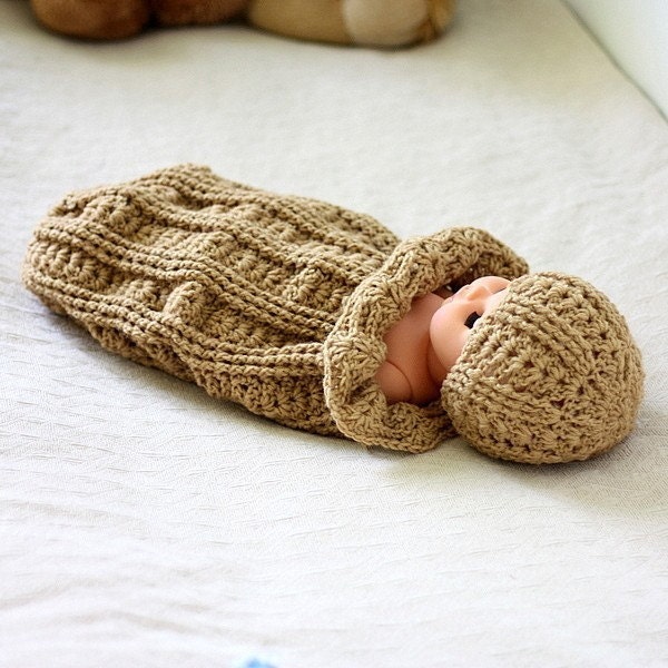 Crochet PATTERN Baby Cocoon and Hat Set