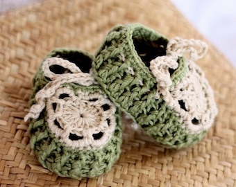 Crochet PATTERN - Pastel Green Baby Slippers (English only)