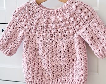 Crochet PATTERN Ribbed Yoke Sweater child Sizes 6-12m up | Etsy