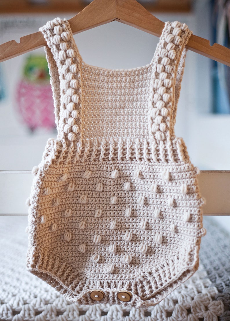 Crochet PATTERN Bobble Romper sizes 0-3, 6-9, 12-18 months English only image 5