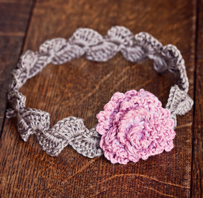 Crochet PATTERN Centifolia Rose Headband sizes baby to adult English only image 4