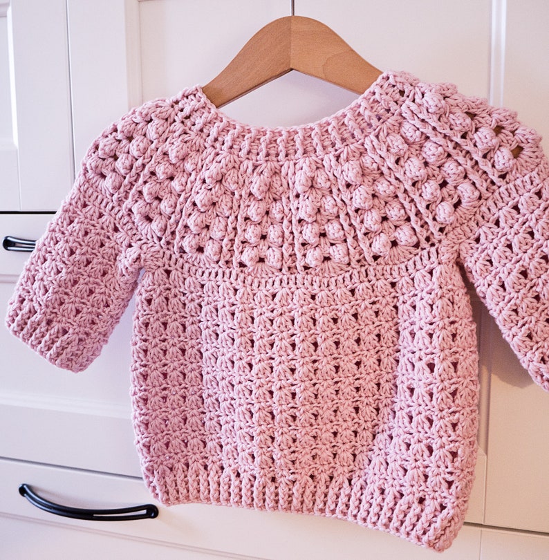 Crochet PATTERN Pink Powder Sweater child Sizes 6-12m up to - Etsy