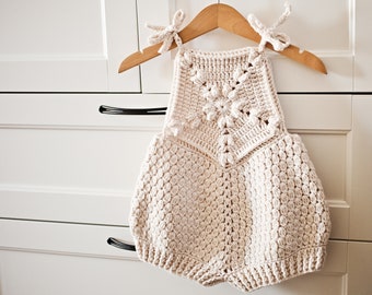 Crochet PATTERN  - Granny Pentagon Romper (sizes 0-6, 6-12, 12-18 and 18-24 months) (English only)