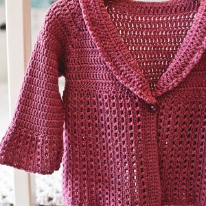 Crochet PATTERN Berry Cardigan sizes baby up to 8 years English only image 2