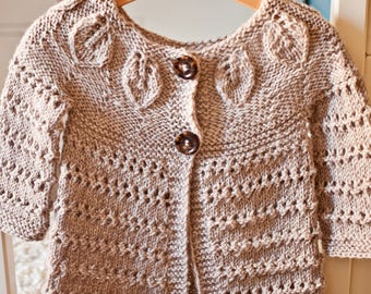 Knitting Pattern (pdf file) Instant Download - Knit Leaves Cardigan (sizes up to 12 years) (English only)
