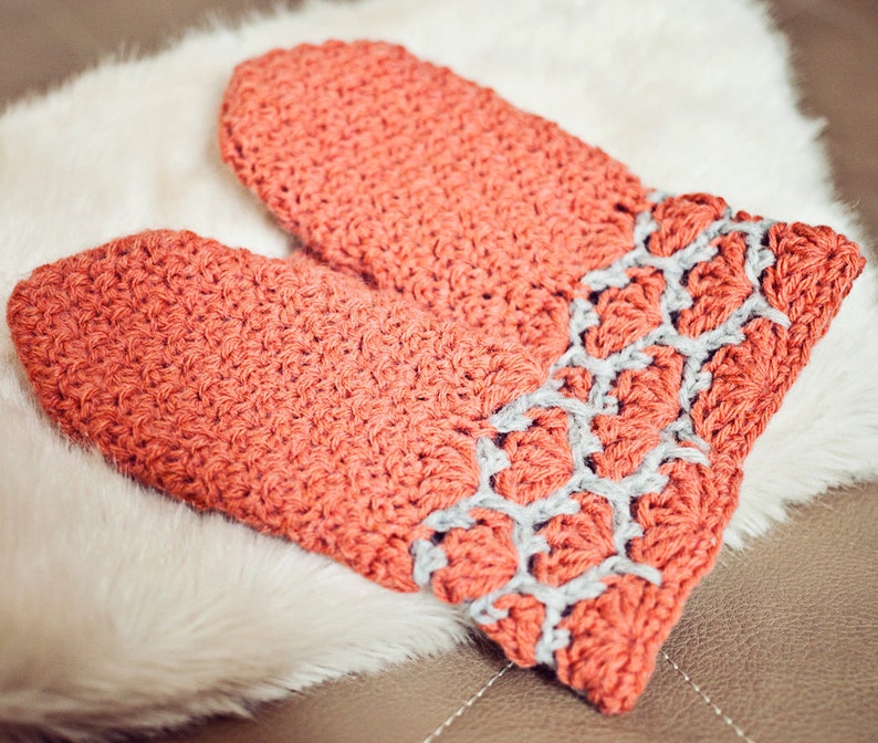 Crochet PATTERN Homeycomb Mittens adult, child and toddler sizes included English only image 3