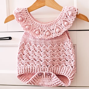 Crochet PATTERN  - Meadow Romper (sizes 0-6, 6-12, 12-18 and 18-24 months) (English only)