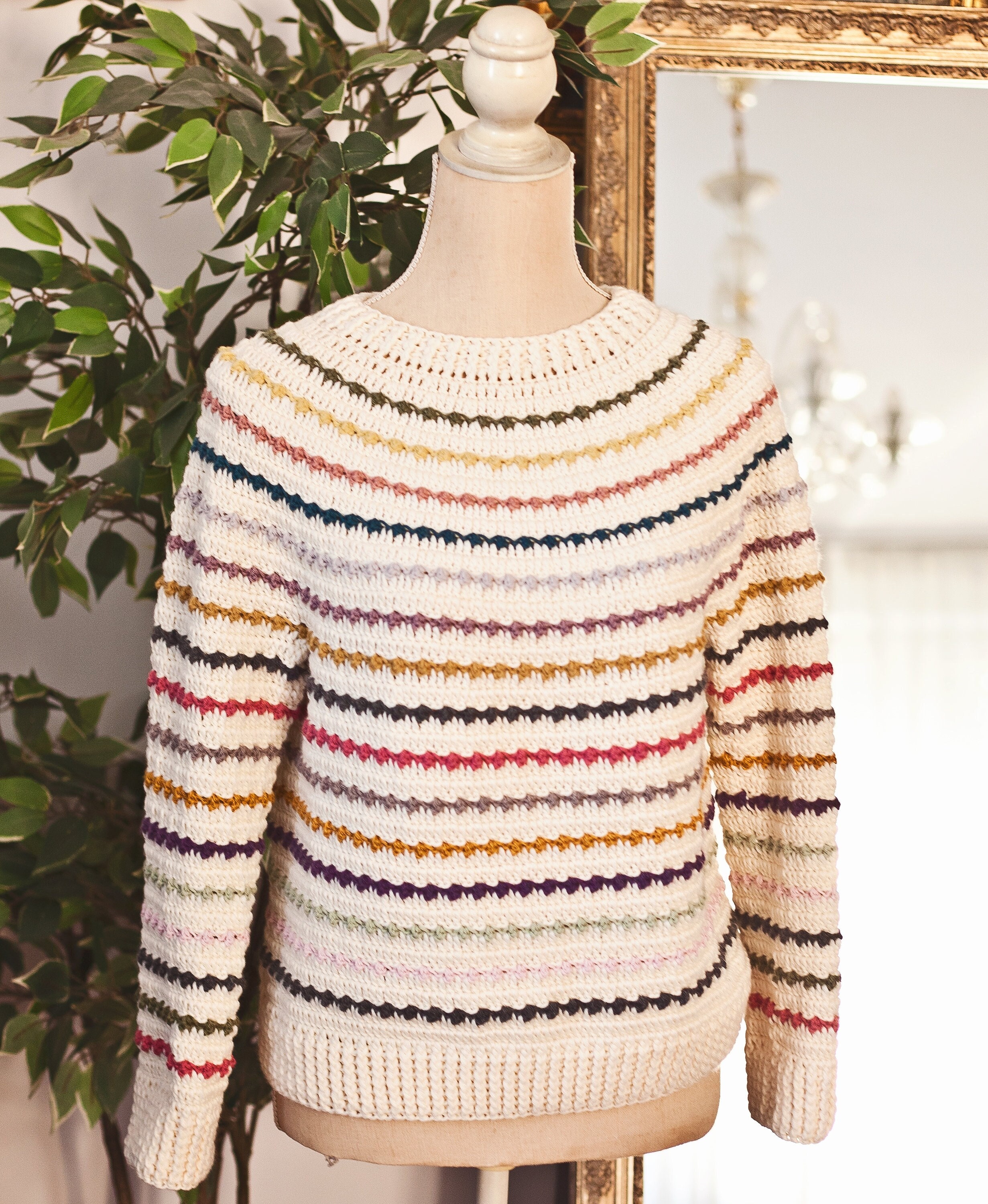 Crochet PATTERN  - Mama Rainbow Sweater (sizes S, M, L, XL, XXL) (English only)