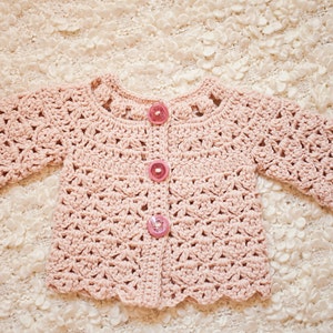 Crochet PATTERN Fun Shell and Cluster Cardigan sizes baby up to 8 years English only image 3