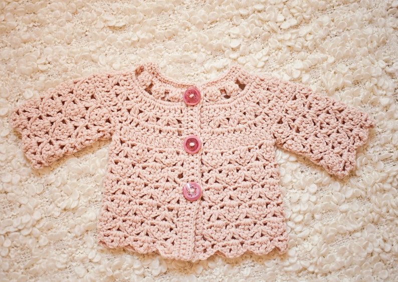 Crochet PATTERN Fun Shell and Cluster Cardigan sizes baby up to 8 years English only image 3