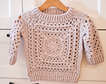 Crochet PATTERN  - Granny Sweater (child sizes from 0-6m up to 9-10years) (English only)