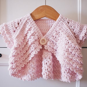 Crochet PATTERN - Flutter Sleeve Shrug - Cardigan (sizes from 0-6m up to 5-6 years) (English only)