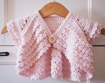 Crochet PATTERN - Flutter Sleeve Shrug - Cardigan (sizes from 0-6m up to 5-6 years) (English only)