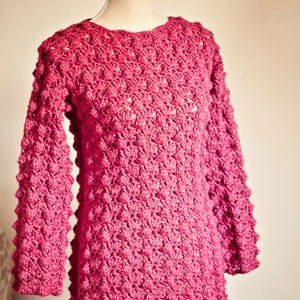 Crochet cardigan PATTERN Ladies Popcorn Sweater English only image 3