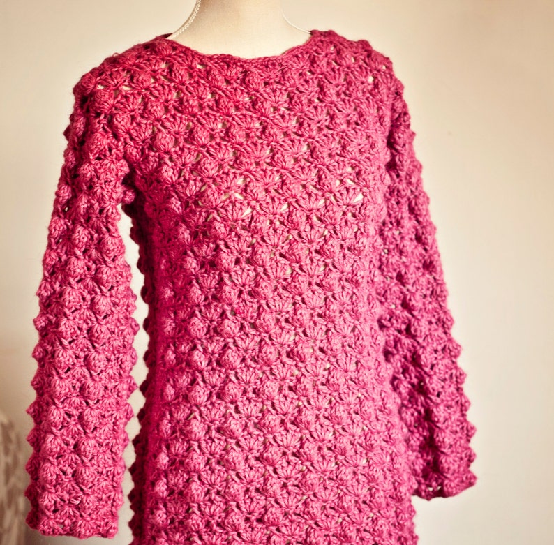 Crochet cardigan PATTERN Ladies Popcorn Sweater English only image 3