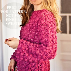 Crochet cardigan PATTERN - Ladies Popcorn Sweater (English only)