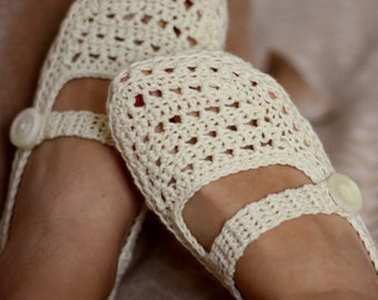 Crochet PATTERN - Ladies Milky Slippers (English only)