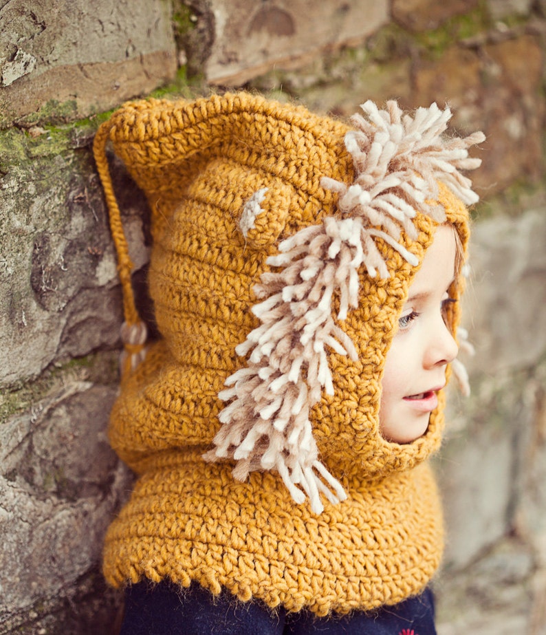 Crochet PATTERN Lion Hooded Cowl baby to adult English only image 3