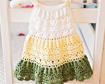 PATRÓN de vestido de crochet - Vestido escalonado de crochet (tallas para bebé, niño pequeño y niño) (solo en inglés)