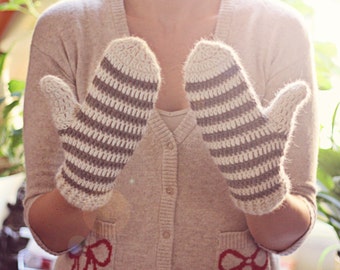 Crochet PATTERN - Striped Mittens (adult, teen, child sizes included) (English only)