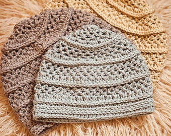 Crochet hat PATTERN - Textured Beanie (sizes baby to adult) (English only)