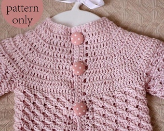 Crochet PATTERN - Polka Dot Baby Cardigan (English only)