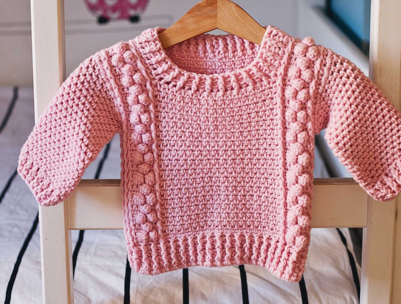 Crochet PATTERN Bobble Sweater child Sizes 6-9m up to - Etsy