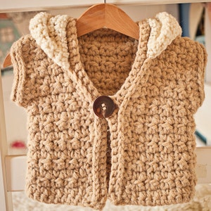 Crochet PATTERN Super Bulky Hooded Vest sizes baby up to 12 years English only imagem 3