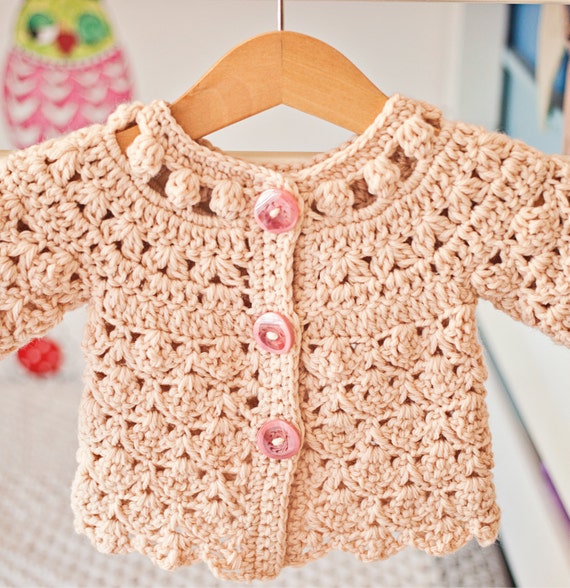 Crochet Pattern Fun Shell And Cluster Cardigan Sizes Baby Etsy