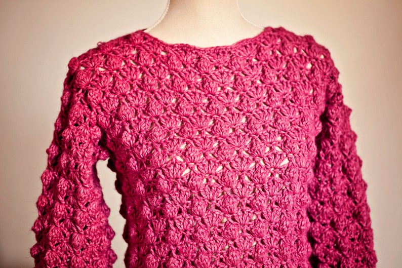Crochet cardigan PATTERN Ladies Popcorn Sweater English only image 4