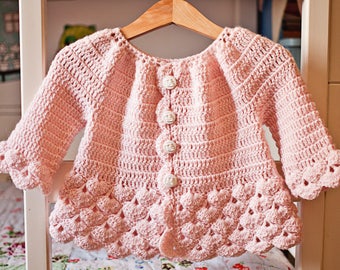 Crochet PATTERN - Cherry Blossom Cardigan (sizes toddler up to 8 years) (English only)