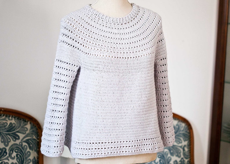 Crochet PATTERN Pearl Sweater sizes S, M, L, XL, XXL English only zdjęcie 5