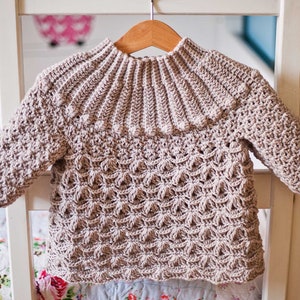 Crochet PATTERN  - Cappuccino Sweater (child sizes 1-2y up to 11-12years) (English only)
