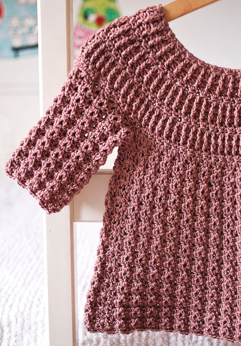 Crochet PATTERN Ribbed Yoke Sweater child Sizes 612m up Etsy