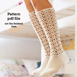 Crochet PATTERN Ladies Lace Socks English only image 1