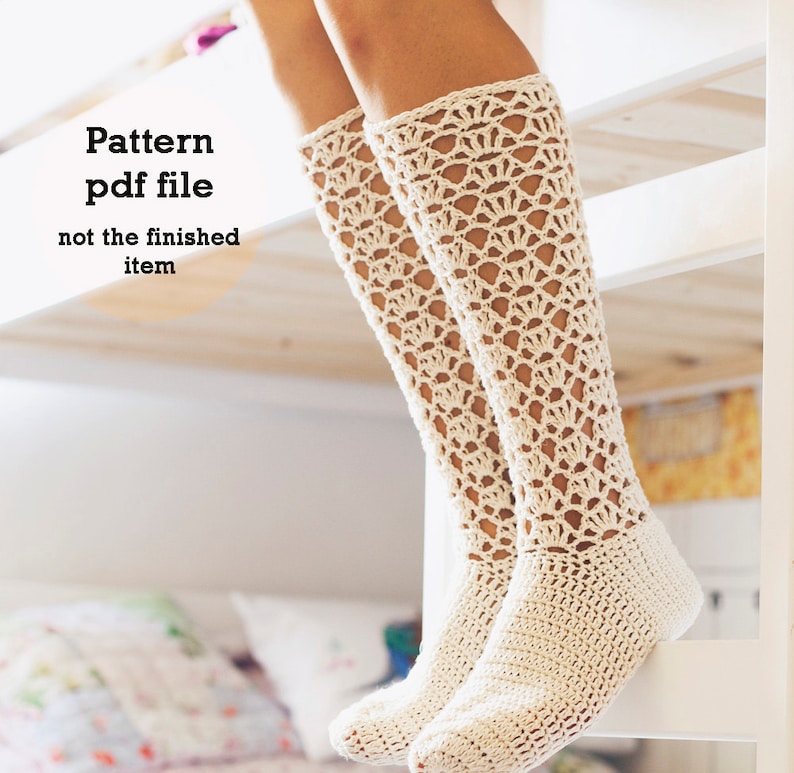 Crochet PATTERN Ladies Lace Socks English only image 1