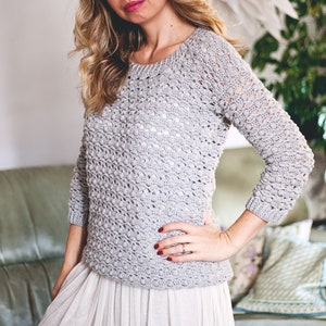 Crochet PATTERN Pretty Bobble Sweater sizes S M L XL - Etsy