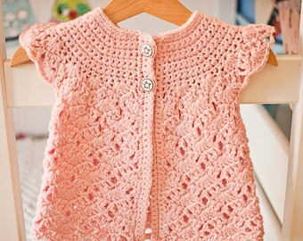 Crochet PATTERN - Zara&#39;s Sleeveless Cardigan (sizes toddler up to 10 years) (English only)