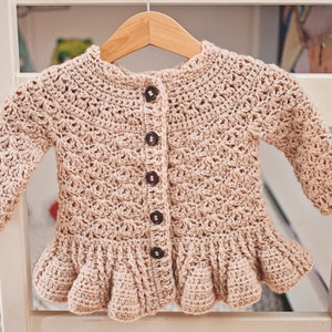 Crochet PATTERN Soft Wool Peplum Cardigan sizes baby up to 8 years English only image 5