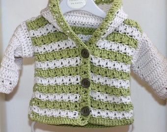 Crochet PATTERN  - Sorrento Hooded Cardigan (now available for 3-6, 6-9, 9-12 months) (English only)