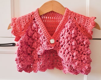 PATRÓN de crochet - Bolero Candytuft (tallas desde 6 m hasta 8 años) (solo en inglés)